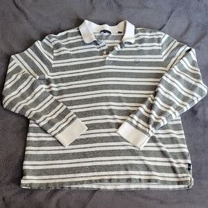 Ted Baker London Gray and White Polo Long Sleeved Sz 5